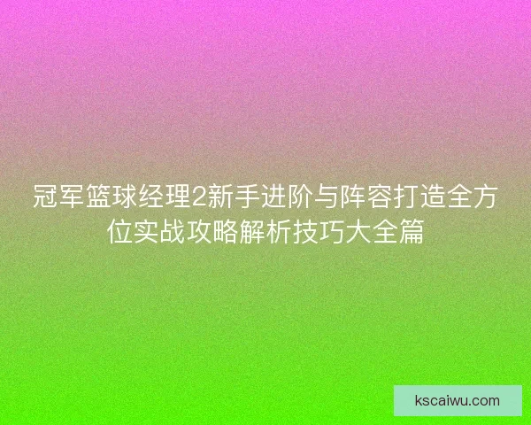 冠军篮球经理2新手进阶与阵容打造全方位实战攻略解析技巧大全篇