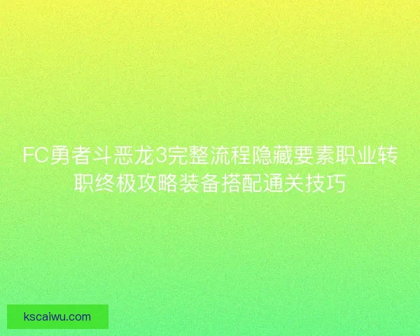 FC勇者斗恶龙3完整流程隐藏要素职业转职终极攻略装备搭配通关技巧
