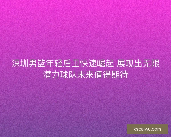深圳男篮年轻后卫快速崛起 展现出无限潜力球队未来值得期待